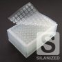 1mL Tapered/Round-Bottom Clear Glass Inserts in 96-Well Plate with Pre-Slit Clear Silicone Cap Mat - SILANIZED