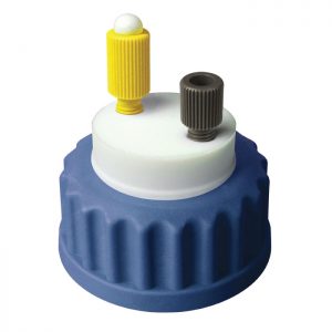 CC1001B Canary-Safe Mobile Phase Bottle Safety Cap I, GL45, Blue 1 Standard Tubing Port for OD Tubing