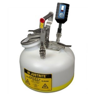 CLTF12752 Canary-Safe JustRite® Quick Disconnect Disposal Safety Can with SS Fittings for 3/8" Tubing, 2 gallon